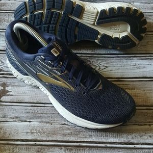BROOKS Mens ADRENALINE 19 Shoes Navy Gold SIZE 8.5
